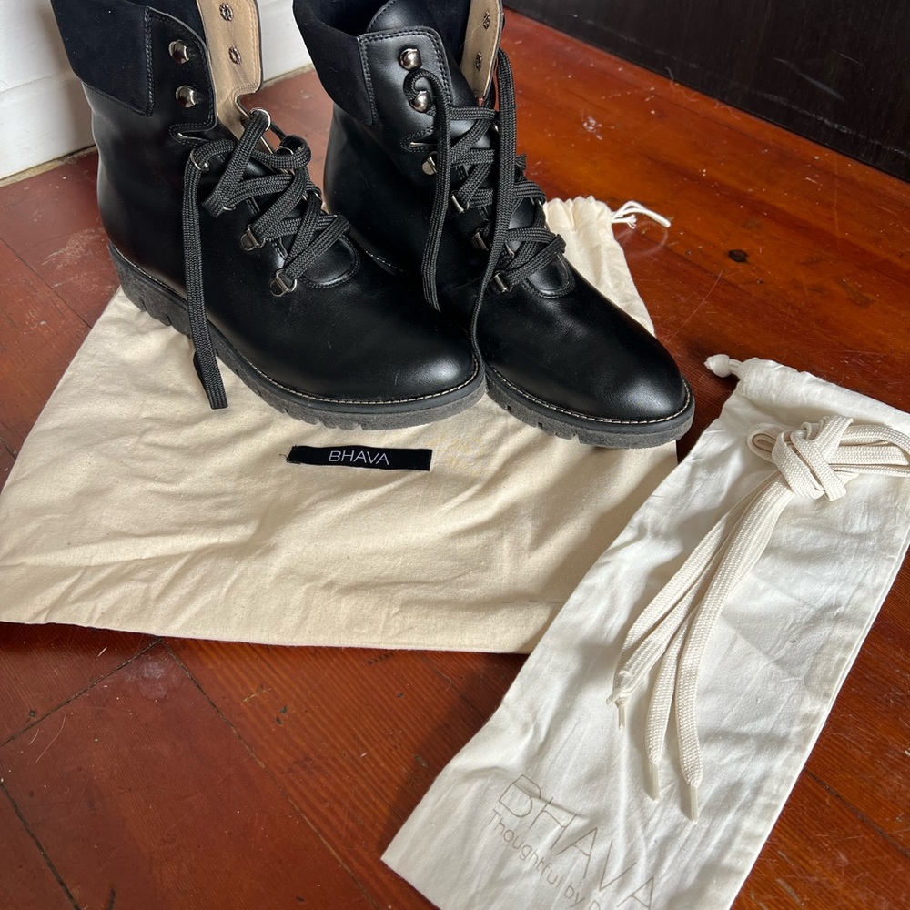 Bhava Black Lace-Up Boots